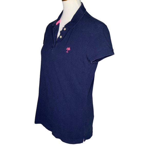 Lilly Pulitzer Short Sleeve Golf Tennis Polo Shirt Size Medium Blue Some Fading - Picture 3 of 7